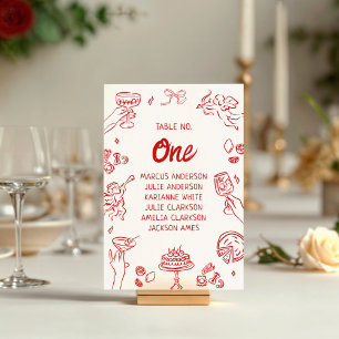 That's Amore! Red Italian Wedding Table Number