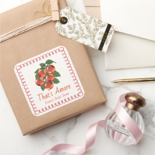 That's Amore Red Tomato Italian Bridal Shower Square Sticker