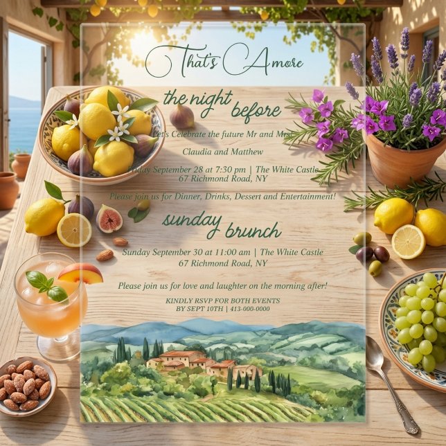 That's Amore Rehearsal Dinner & Sunday Brunch Acrylic Invitations (Creator Uploaded)