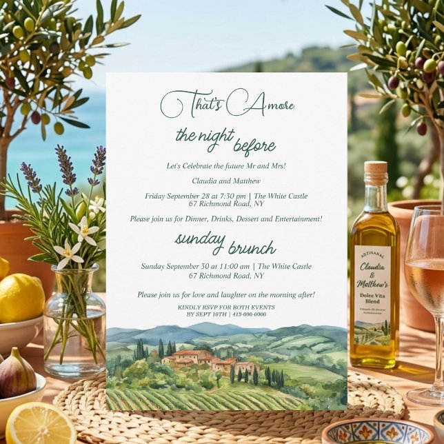 That's Amore Rehearsal Dinner & Sunday Brunch Invitation (Creator Uploaded)