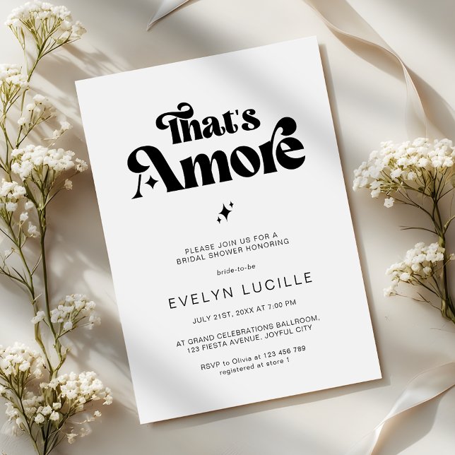 That's Amore Retro Minimalist Bridal Shower Invitation (Creator Uploaded)
