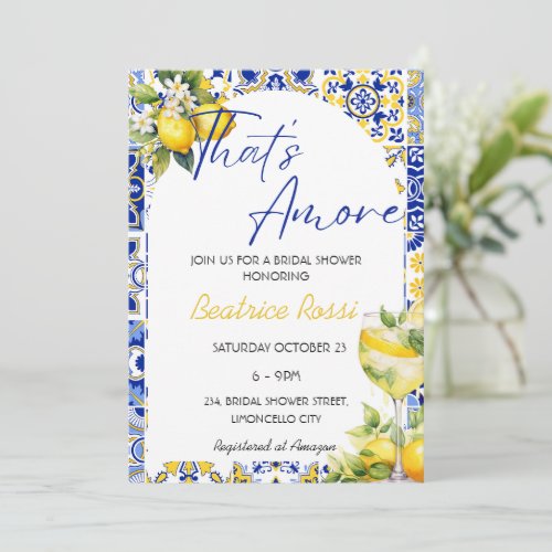 Thats Amore Spritz Italian Tiles Bridal Shower Invitation