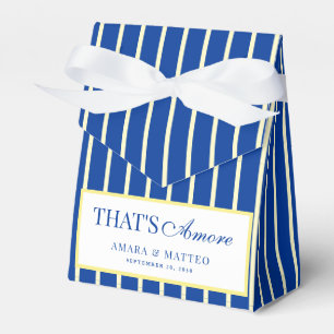 That's Amore Striped Blue & Yellow Wedding Favor Boxes