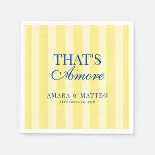 That's Amore Striped Blue & Yellow Wedding Napkins