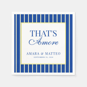 That's Amore Striped Blue & Yellow Wedding Napkins
