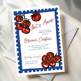 That's amore tomato blue Italian bridal shower Invitation