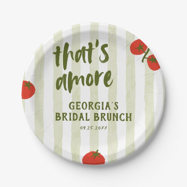 That's Amore Tomato Bridal Shower Paper Plates (Front)