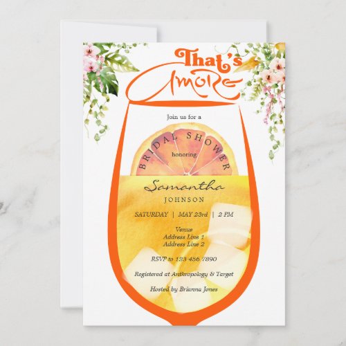 Thats Amore Tropical Floral Aperol Bridal Shower Invitation