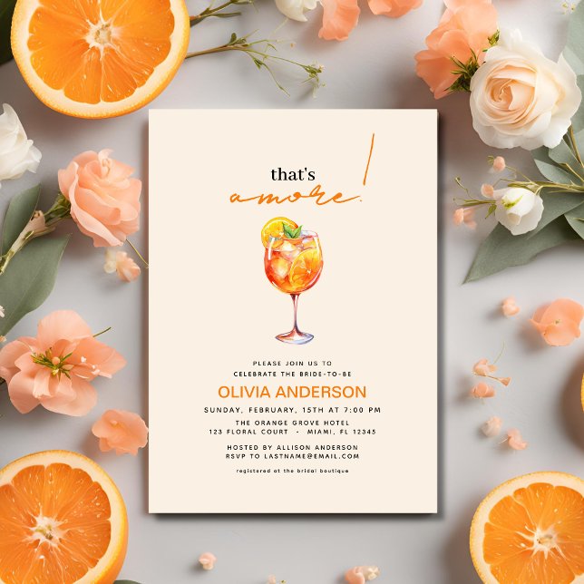 That's Amore Watercolor Spritz Bridal Shower Invitation (Creator Uploaded)