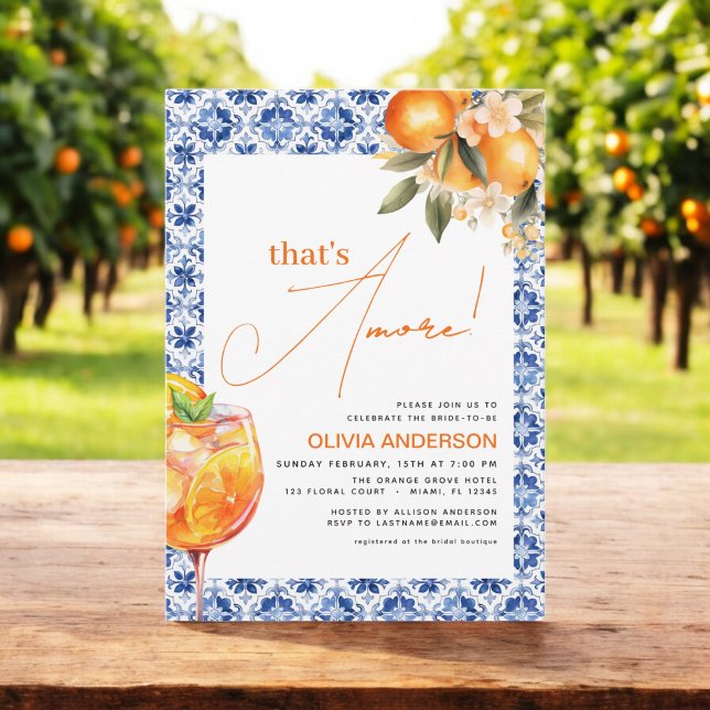 That's Amore Watercolor Spritz Bridal Shower Invitation (Creator Uploaded)