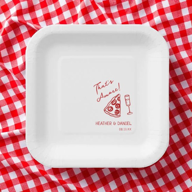 That's Amore Wedding Italy Pizza Party Pizza Bar Paper Plates (Creator Uploaded)