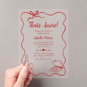 That's Amore Whimsical Hand Drawn Bridal Shower Acrylic Invitations