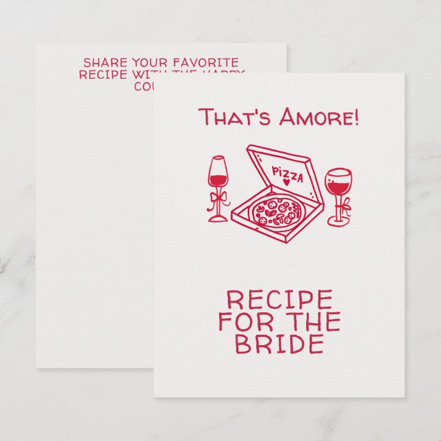 That's Amore Whimsical Hand Drawn Bridal Shower Enclosure Card (Front/Back)