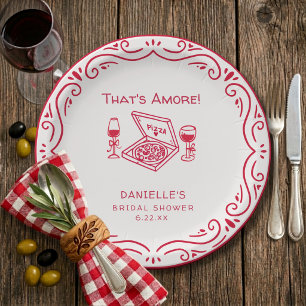 That's Amore Whimsical Hand Drawn Bridal Shower Paper Plates