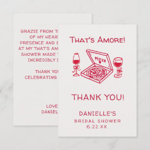 That's Amore Whimsical Hand Drawn Bridal Shower Thank You Card