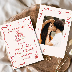 That's Amore Whimsical Hand Drawn Photo Save The Date
