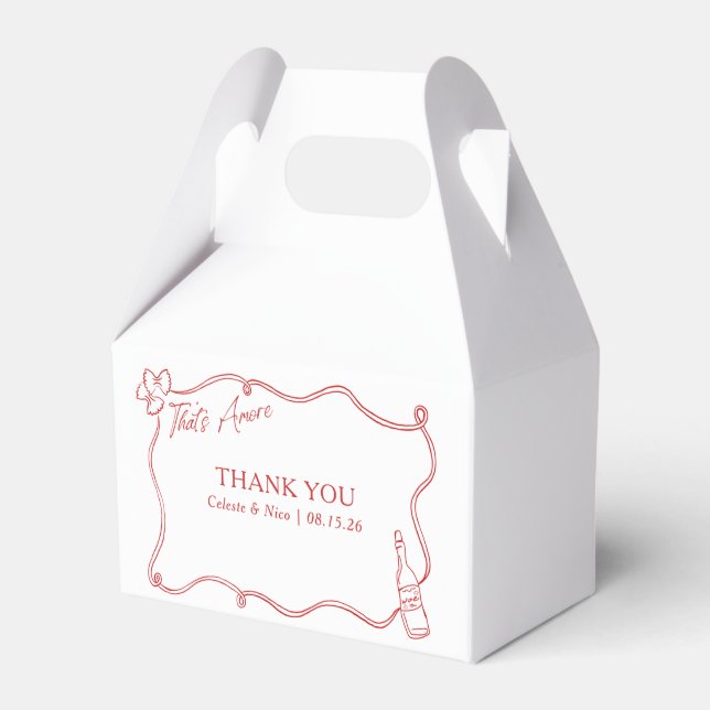 That's Amore Whimsical Hand Drawn Wedding Favor Boxes (Front Side)
