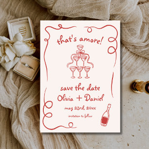 That's Amore Whimsical Hand Drawn Wedding Save The Date