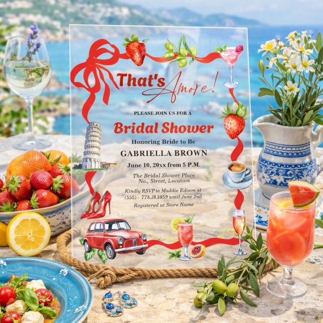 That's Amore Whimsical Italian Bridal Shower Acrylic Invitations (Creator Uploaded)
