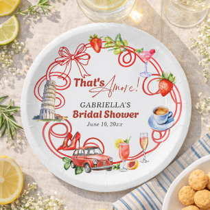 That's Amore Whimsical Italian Bridal Shower Paper Plates