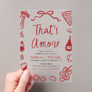 That's Amore Whimsical Italian Engagement Party Acrylic Invitations