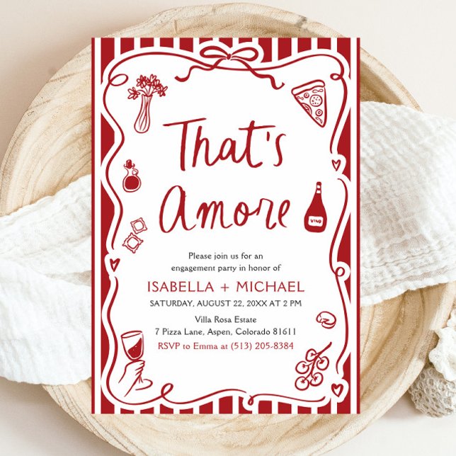 That's Amore Whimsical Italian Engagement Party Invitation (Watercolor That's Amore Whimsical Italian Engagement Party Invitation)