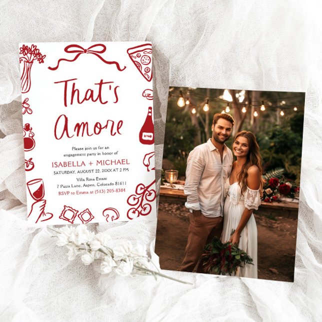 That's Amore Whimsical Italian Engagement Party Invitation (Watercolor That's Amore Whimsical Italian Engagement Party Invitation)