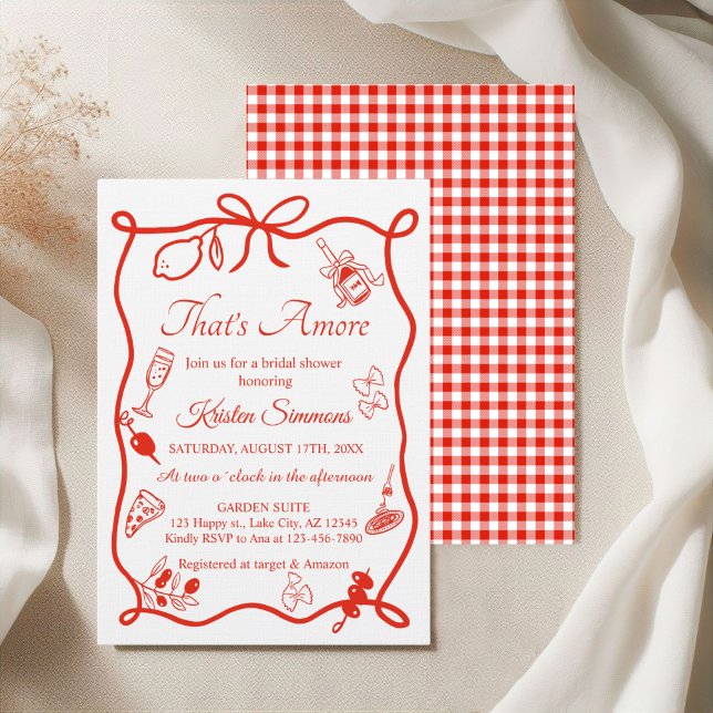 That's Amore Whimsical Italian Pizza Bridal Shower Invitation (That's Amore Italian Food Bridal shower Invitation)