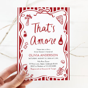 That's Amore Whimsical Italian Pizza Bridal Shower Invitation