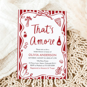 That's Amore Whimsical Italian Pizza Bridal Shower Invitation