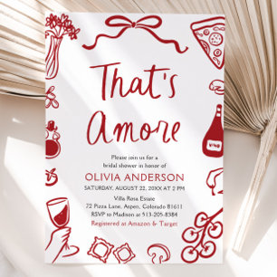 That's Amore Whimsical Italian Pizza Bridal Shower Invitation