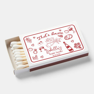  That's Amore Whimsical Red Hand Drawn Italian  Matchboxes