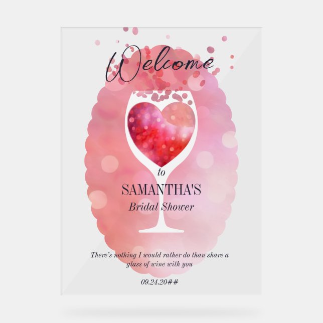Thats Amore Winery Vino Before Vows Bridal Shower Acrylic Sign (Front)