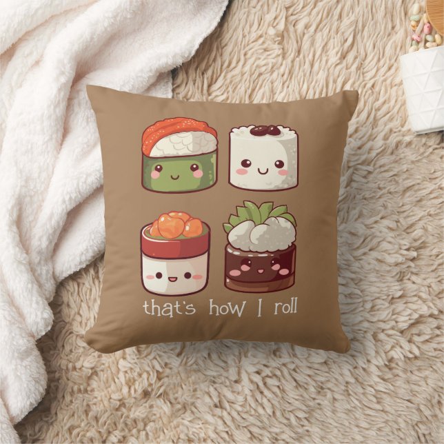 That's How I Roll Cute Kawaii Sushi Throw Pillow (Blanket)