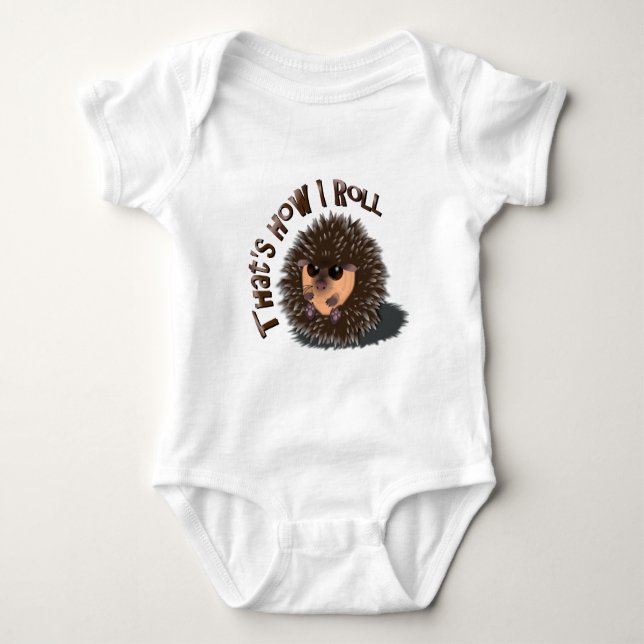 "That's How I Roll" rolled-up hedgehog Baby Bodysuit (Front)
