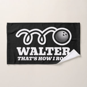 That's how we roll funny bowling ball personalized hand towel 