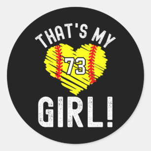That's My Girl Vintage Number #73 Heart Softll Mom Classic Round Sticker