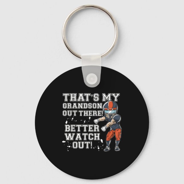 That's My Grandson Out Re Orange Football Grandma Keychain (Front)