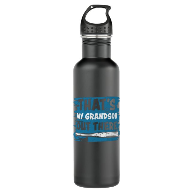 That's My Grandson Out There | Baseball design Stainless Steel Water Bottle (Front)