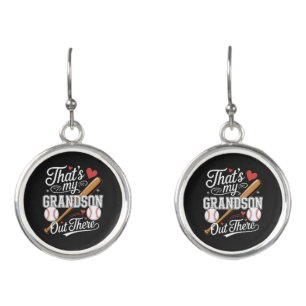 That's My Grandson Out There Baseball Earrings