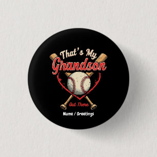 Thats My Grandson Out There Baseball Grandma Funny Button