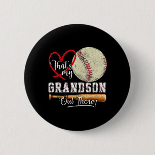 That's My Grandson Out There Baseball Grandma Moth Button