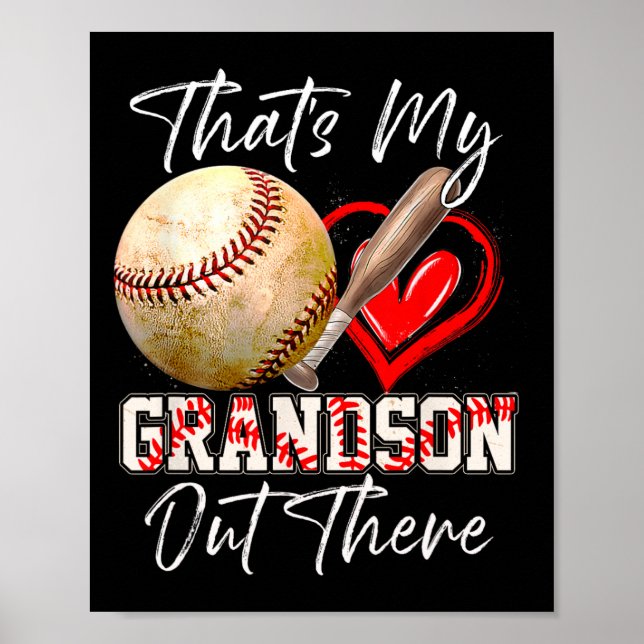 That's My Grandson Out There Baseball Grandma Moth Poster (Front)