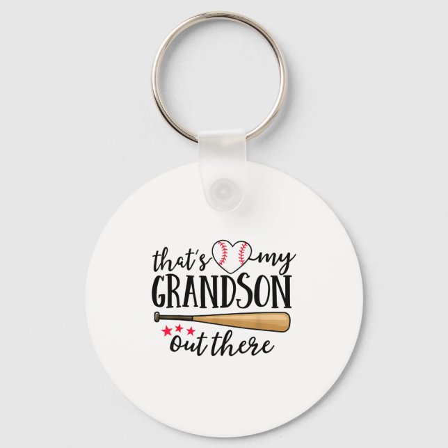 That's My Grandson Out There Baseball Grandma Squa Keychain (Front)