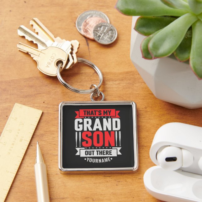 That's My Grandson Out There Baseball Keychain (Desk)