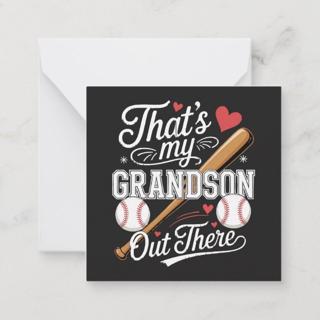 That's My Grandson Out There Baseball Note Card (Back)