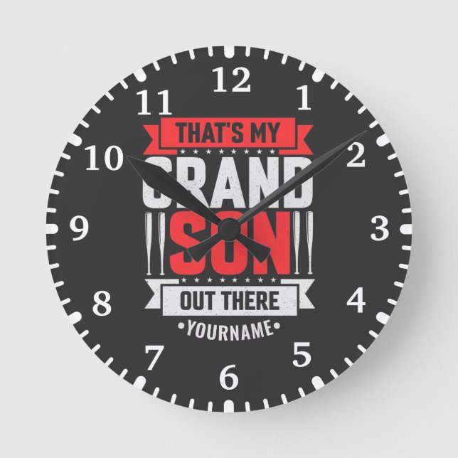 That's My Grandson Out There Baseball Round Clock (Front)