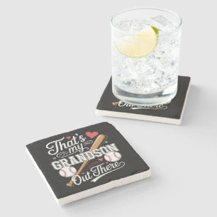 That's My Grandson Out There Baseball Stone Coaster