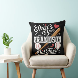 That's My Grandson Out There Baseball Throw Pillow