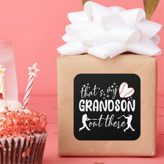 That's My Grandson Out There Funny Grandma Square Sticker (Party)